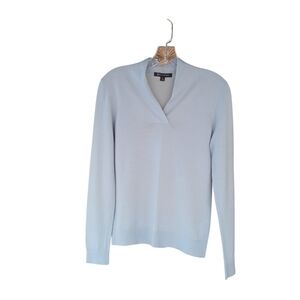 Brooks Brothers Pastel Blue V Neck Merino Wool Sweater Small